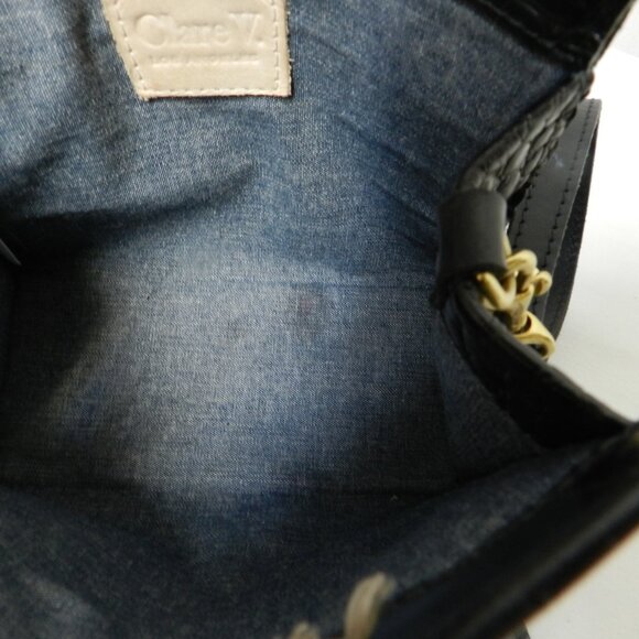 Clare V. Simple Tote Bebe Black Croc-Embossed Leather Mini Crossbody Bag Tote - Picture 12 of 14